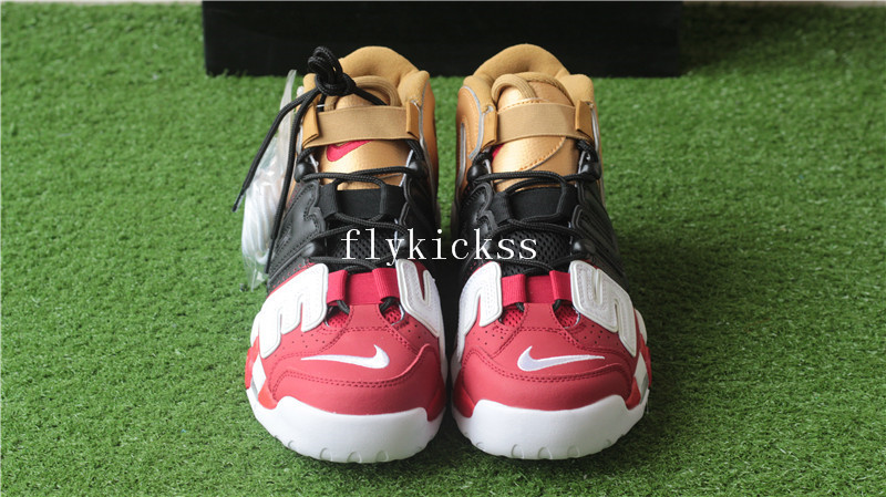 2018 New Supreme x Nike Air More Uptempo Tri-Color Black Red Gold